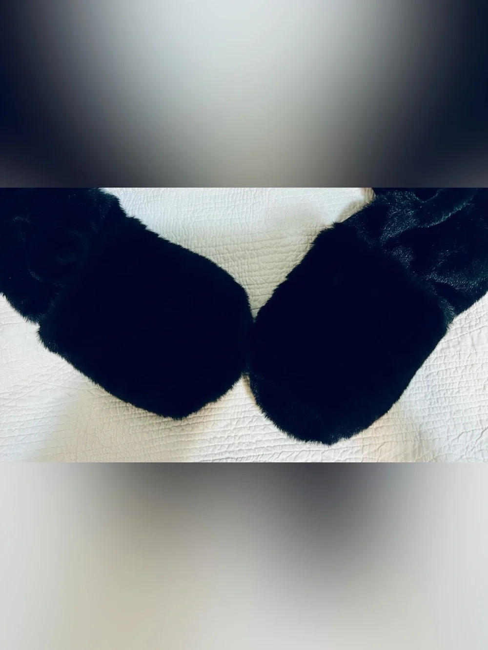 Cat & Jack Black Plush hat with extended mittens